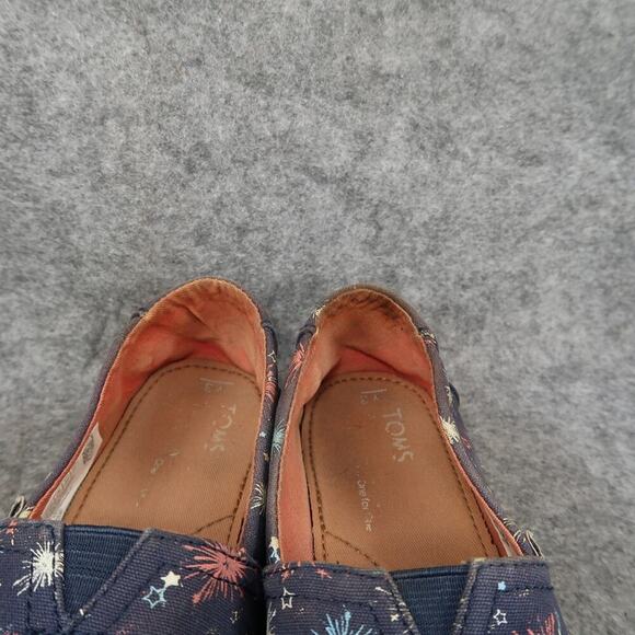 Toms Shoes Kids 3 Slip On Loafer Flats Casual Canvas Sneaker Fireworks Blue - Picture 3 of 11